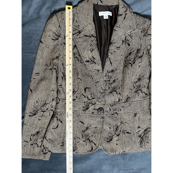 COLDWATER CREEK Tweed Blazer Jacket Size 4 Brown Print - Picture 4 of 13